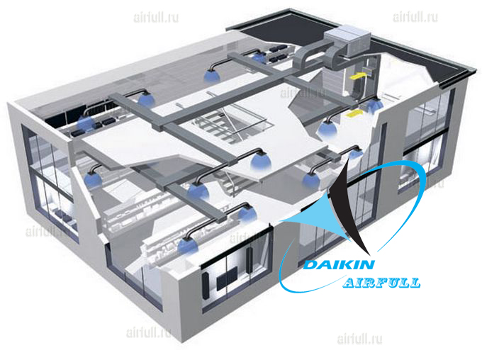 Схема воздухораспределения крышного кондиционера Daikin